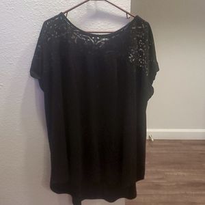 Black shirt with shear neckline